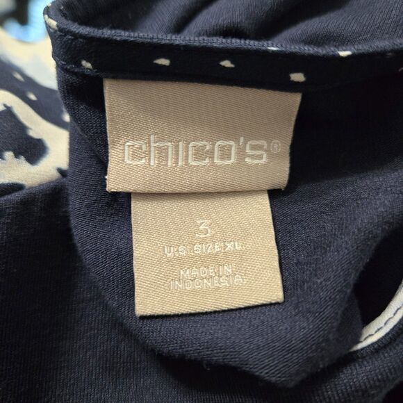 Chico's Floral Knit Woven Tunic Top Size 3 - Picture 8 of 11